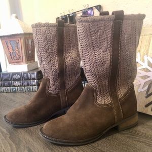 Sbicca Knit-Top Faux Suede 3/4 Boot